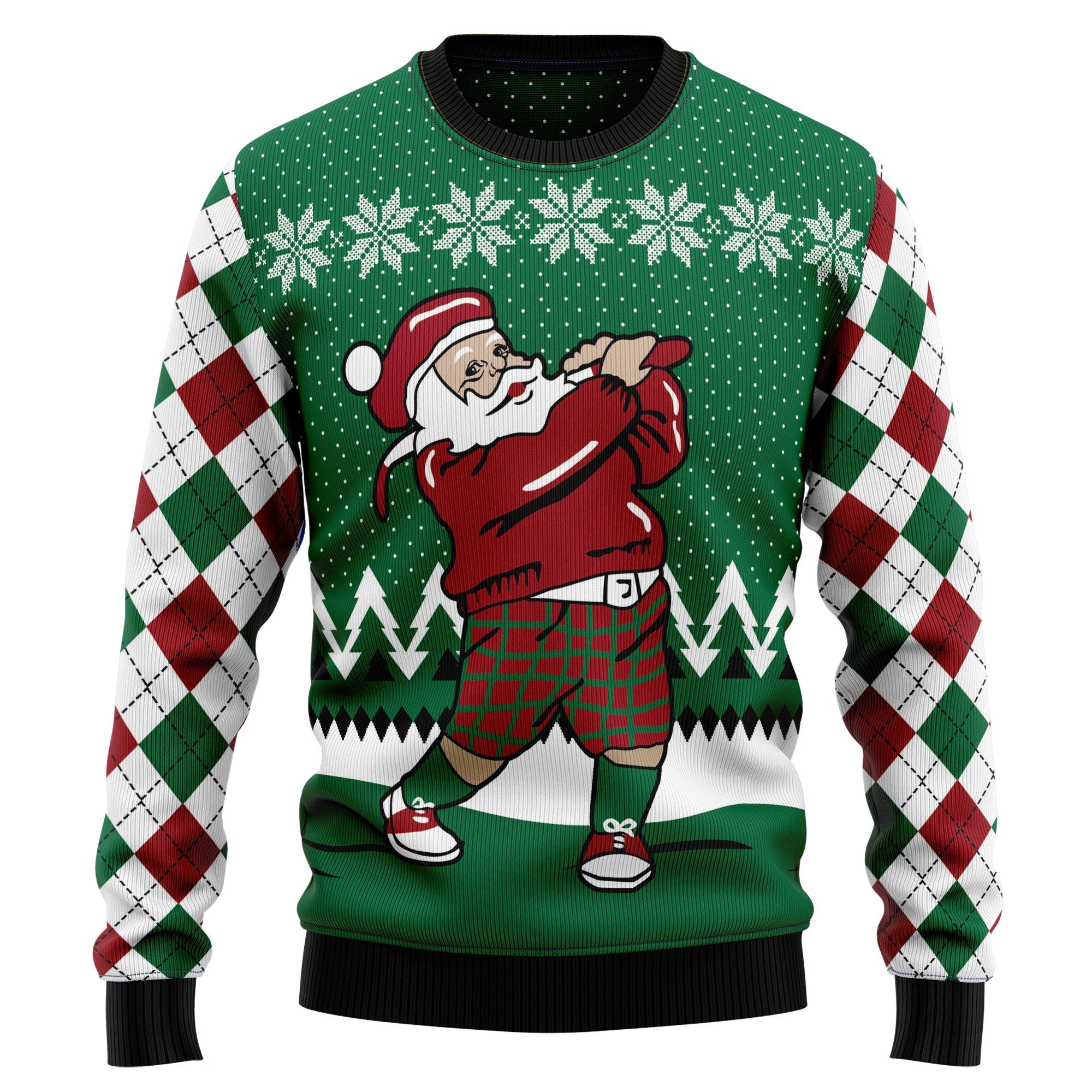 santa golfer ugly christmas sweater mwszl