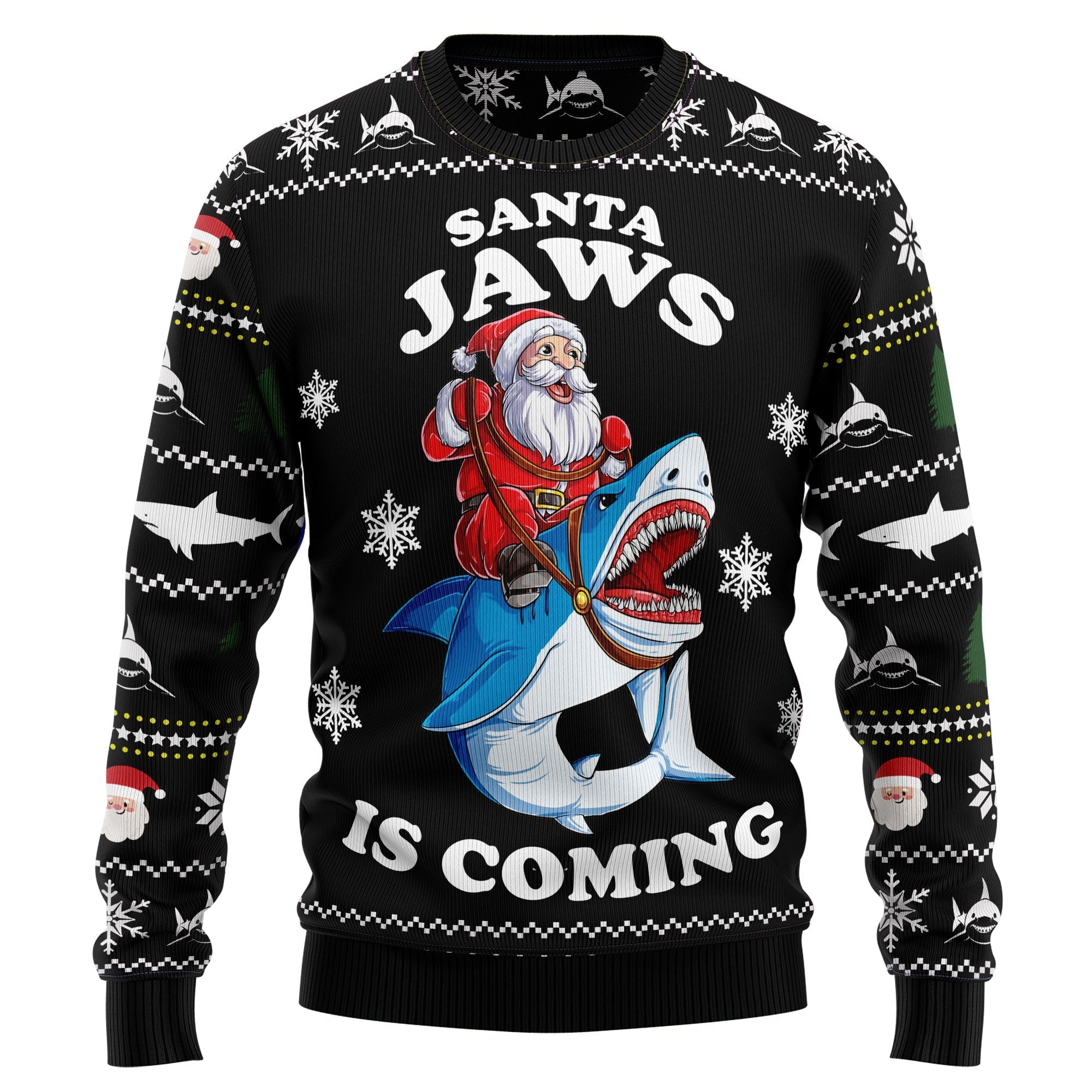 santa jaws ugly christmas sweater for men and women cwlrd