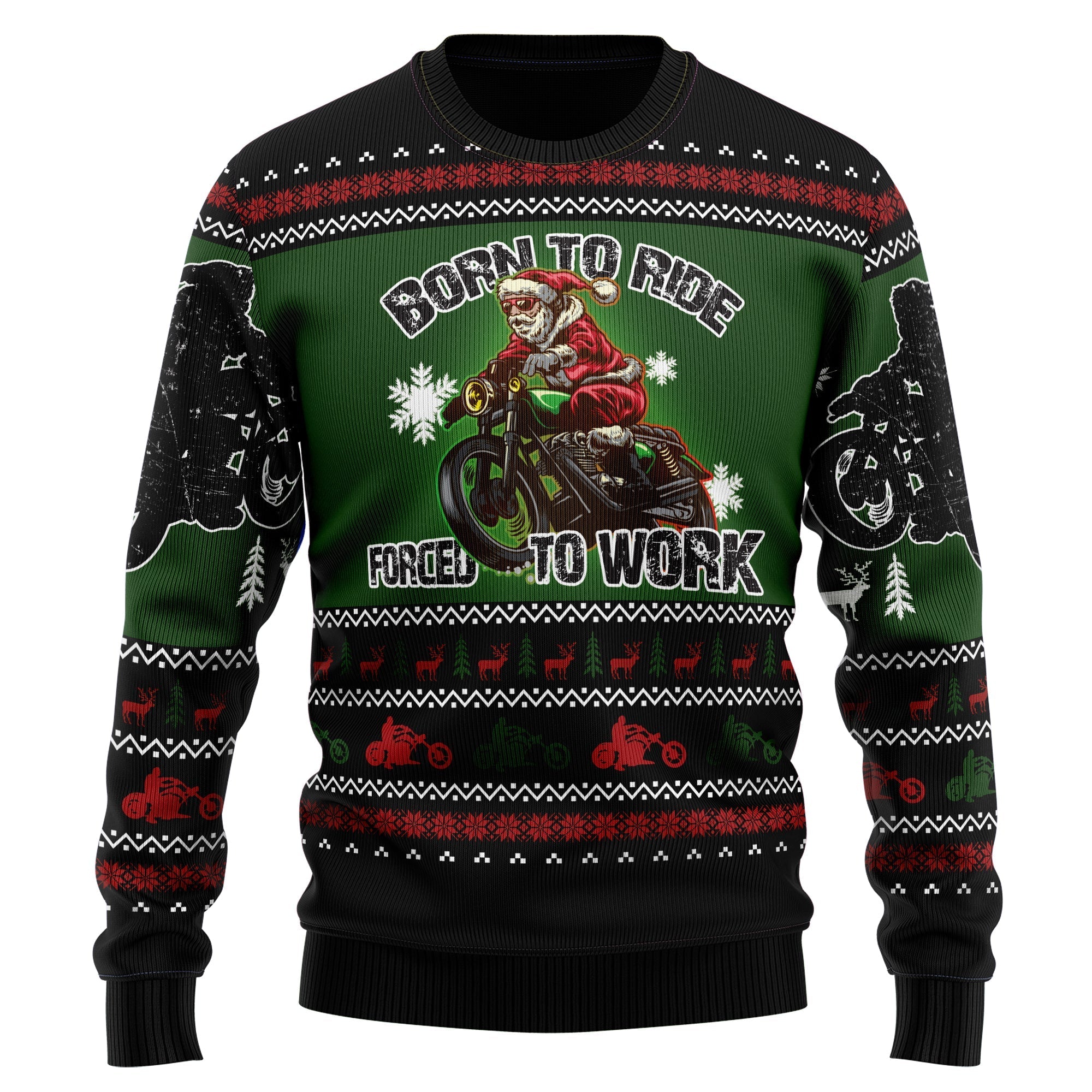 santas born to ride christmas ugly sweater fnam3