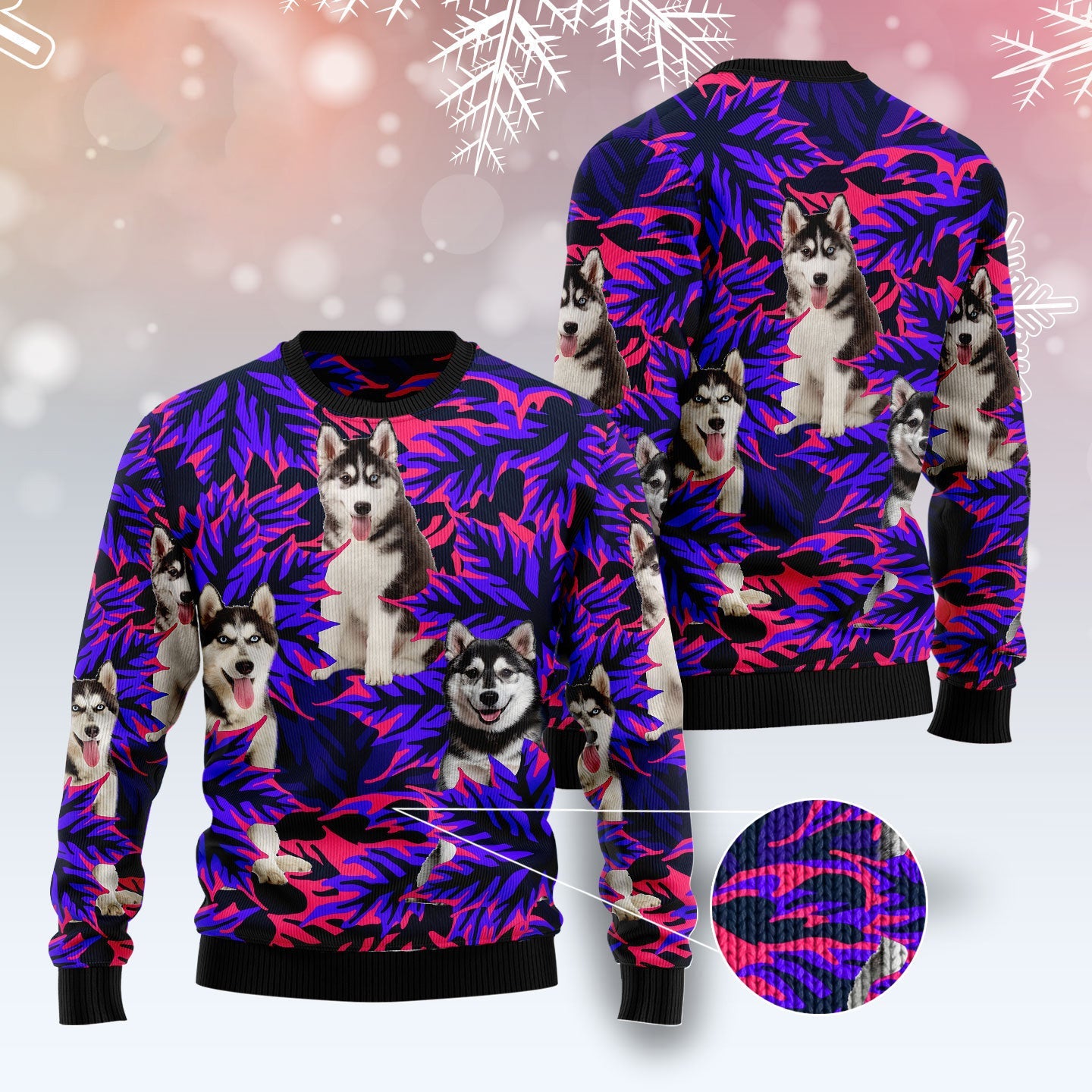 Siberian Husky Holiday Ugly Sweater for Dog Lovers