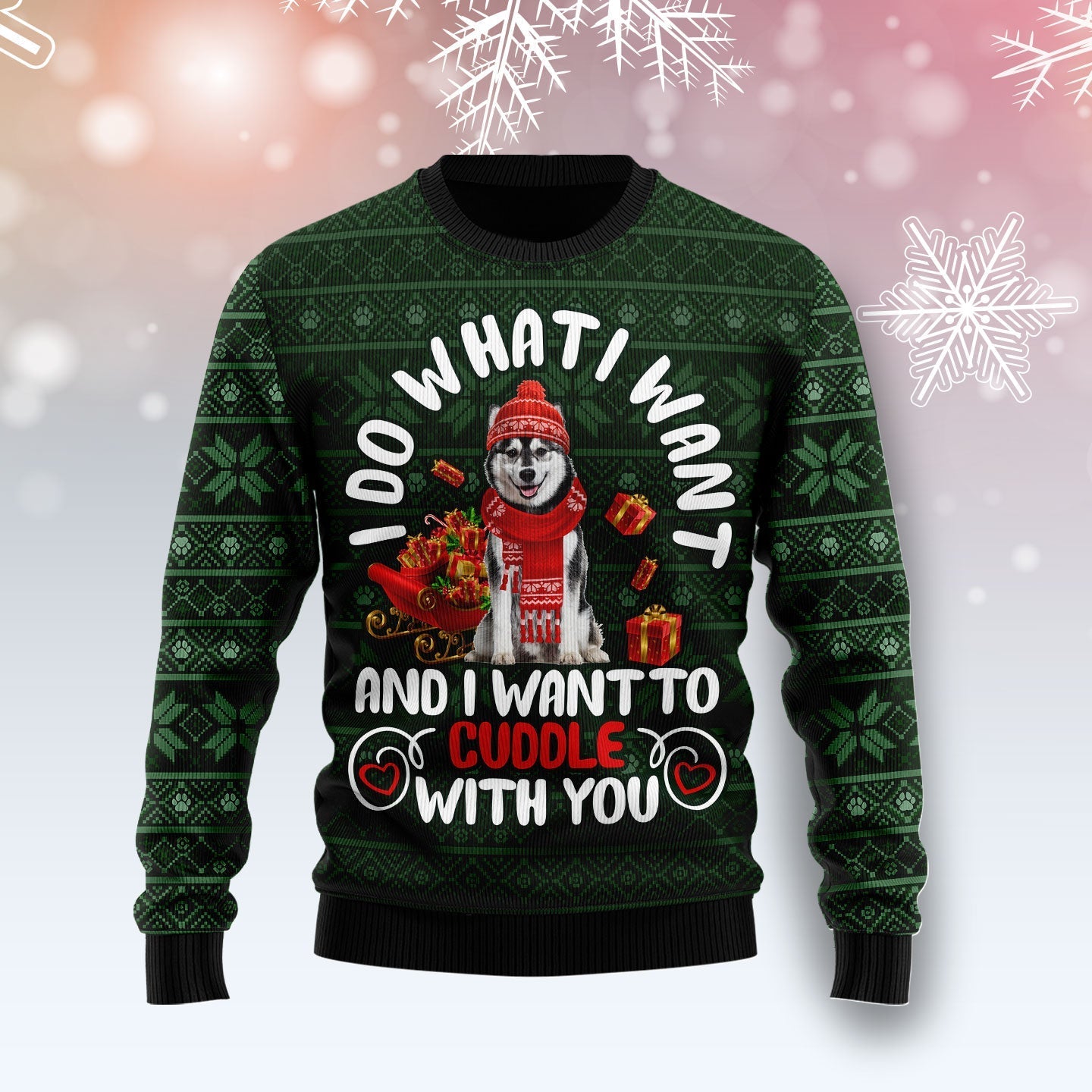 siberian husky ugly christmas sweater i want one design tkajb