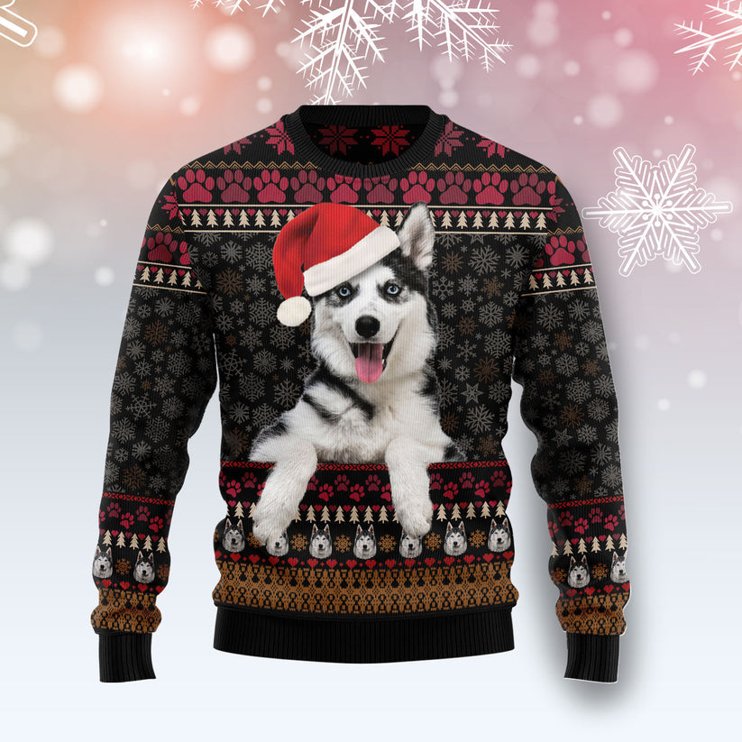 siberian husky ugly christmas sweater for holiday cheer