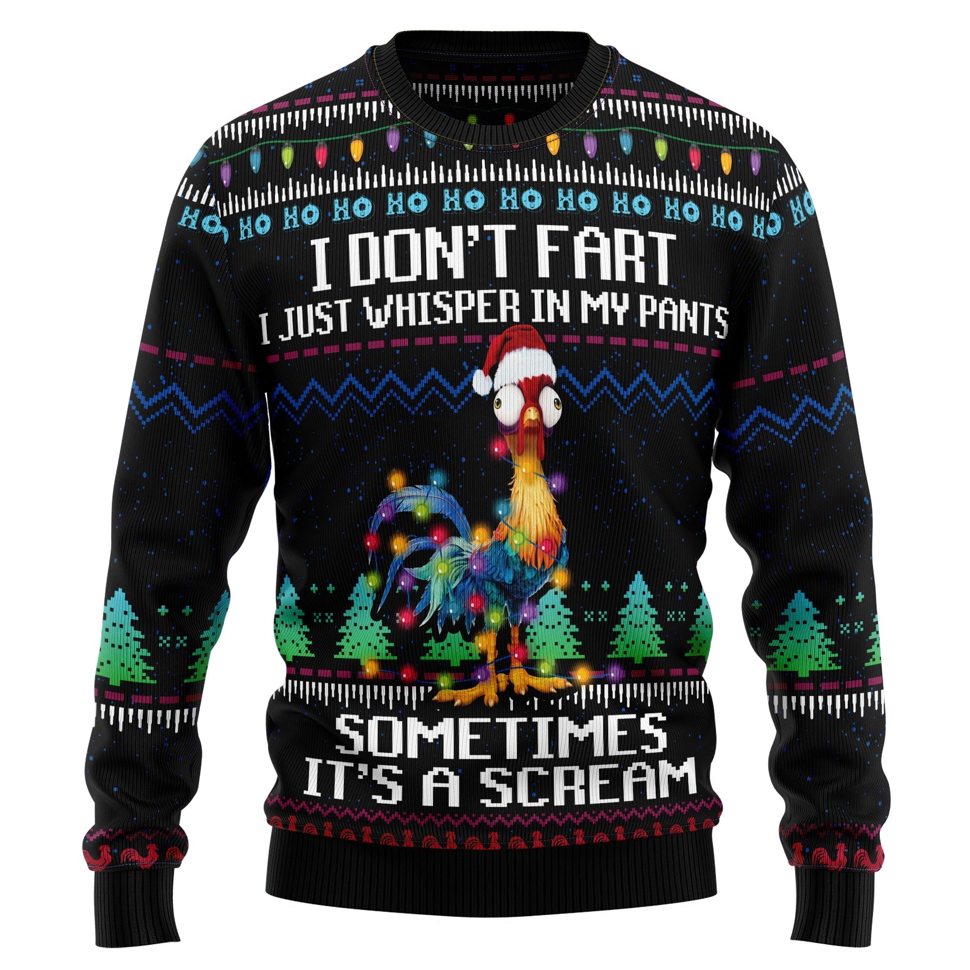 ugly christmas sweater scream chicken design d9zly