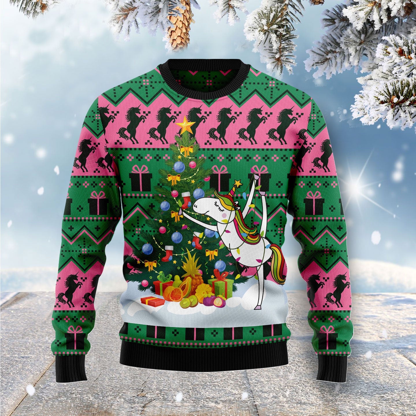 unicorn christmas tree ugly sweater for festive holiday style q5znb