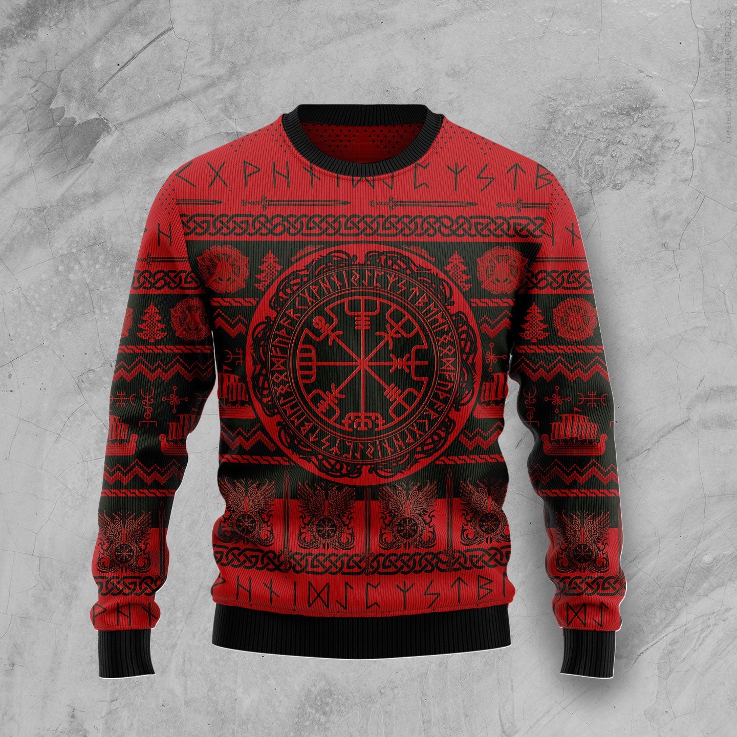 viking vegvisir christmas funny red ugly sweater for men and women tvujm