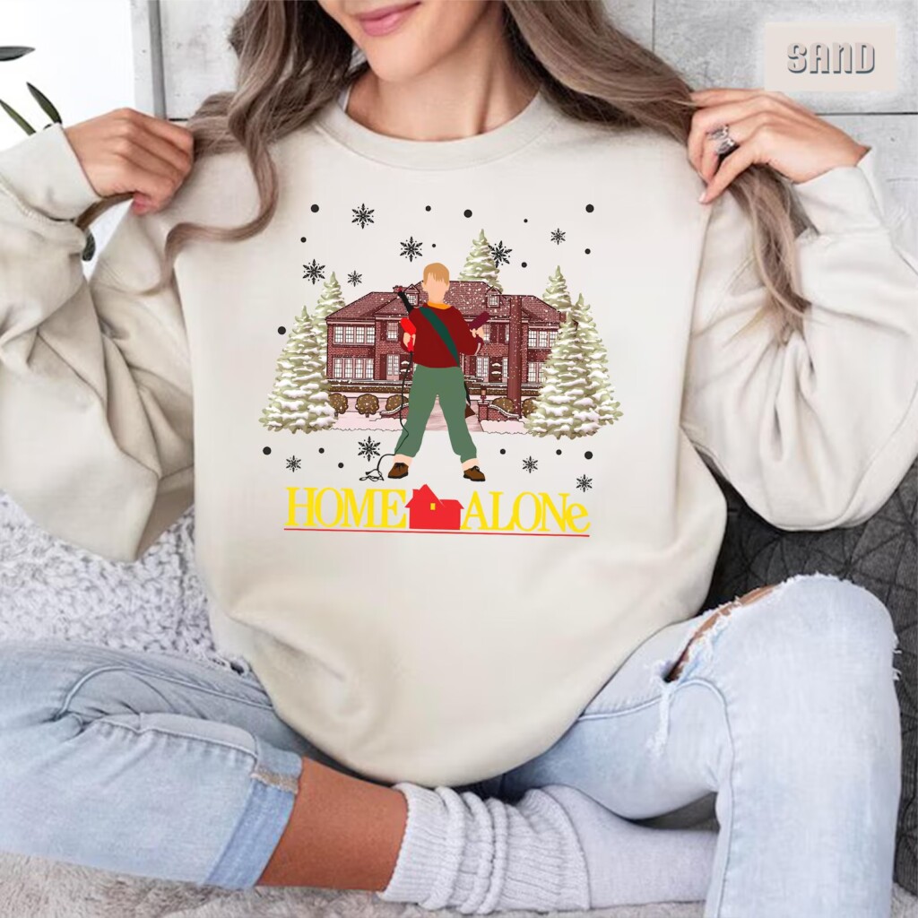 Home Alone Christmas Sweatshirt – Funny Christmas Sweater, Home Alone Christmas Crewneck – Matching Christmas Sweater