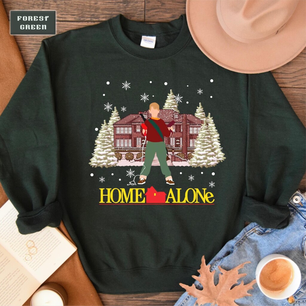 Home Alone Christmas Sweatshirt – Funny Christmas Sweater, Home Alone Christmas Crewneck – Matching Christmas Sweater