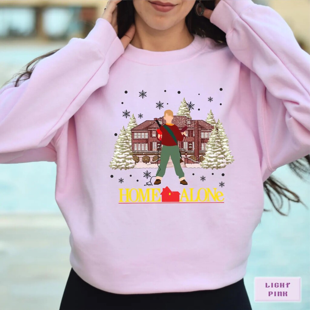 Home Alone Christmas Sweatshirt – Funny Christmas Sweater, Home Alone Christmas Crewneck – Matching Christmas Sweater