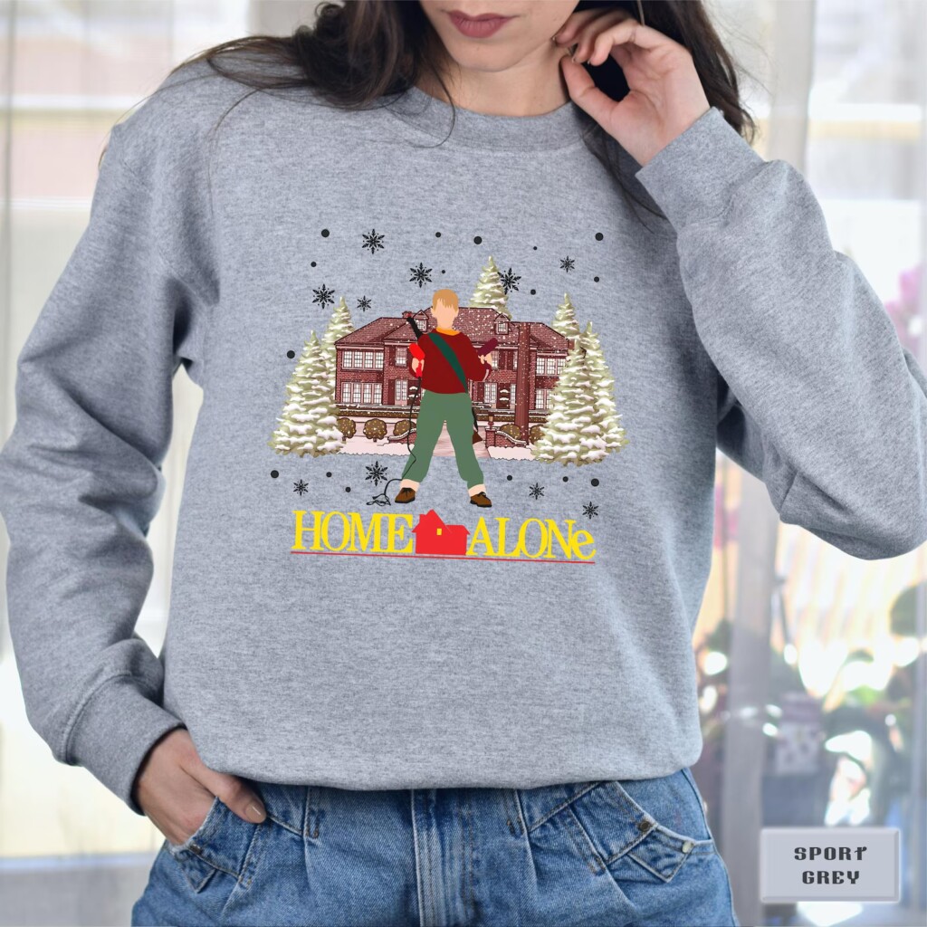 Home Alone Christmas Sweatshirt – Funny Christmas Sweater, Home Alone Christmas Crewneck – Matching Christmas Sweater