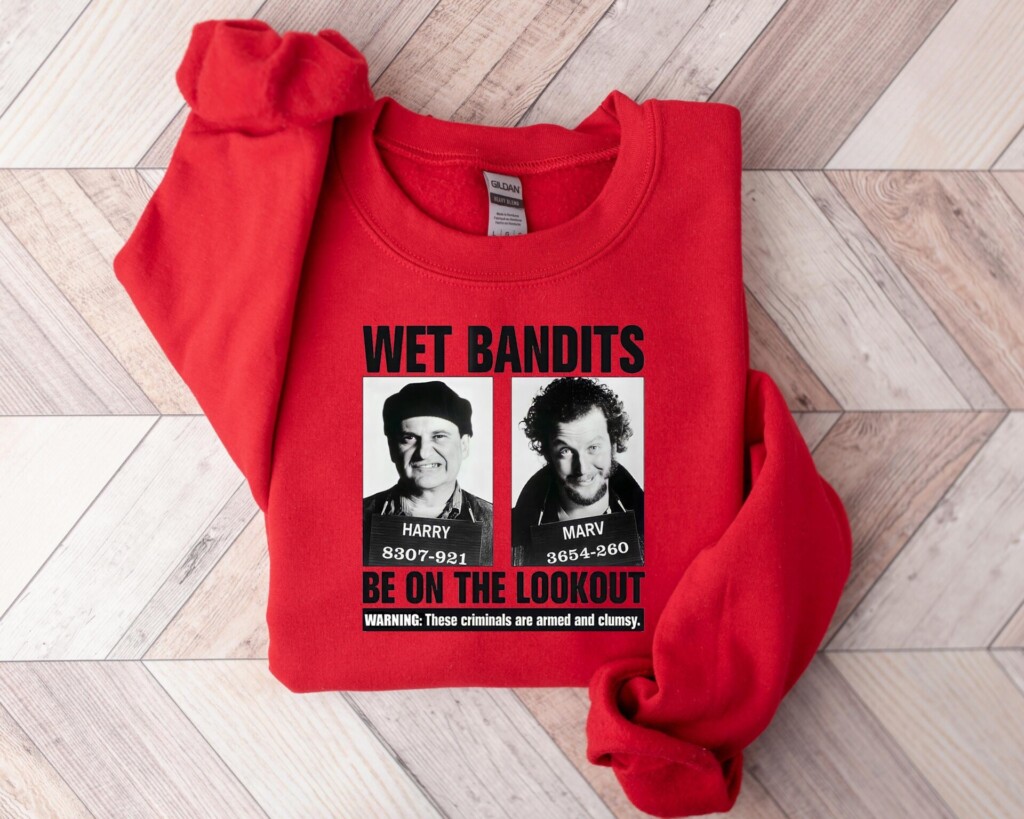 Wet Bandits Mugshot Sweatshirt – Funny Home Alone Christmas Movie Crewneck